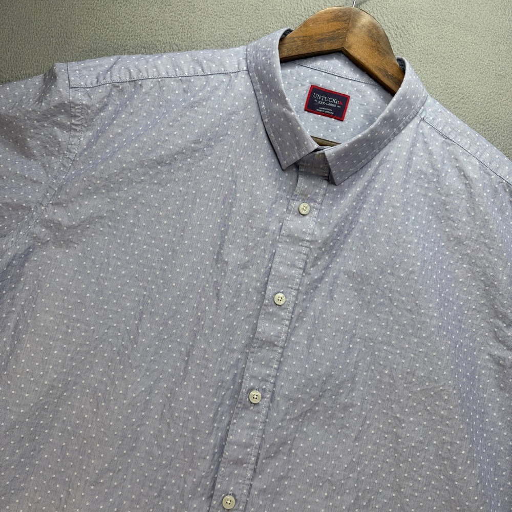 UNTUCKit Thorntan Shirt Mens XXXL Blue Cotton Short Sleeve Dotted Regular Fit